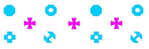 3 PINK + SIGNS, 8 BLUE SHAPES